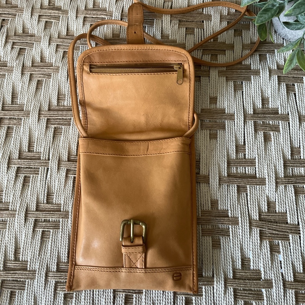 Ellington Leather Crossbody Mini Bag Tan Boho Minimalist Organizer - Picture 6 of 8